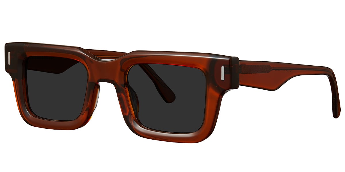 Acetate Rectangle Sunglasses translucent-brown+dark_grey_polarized