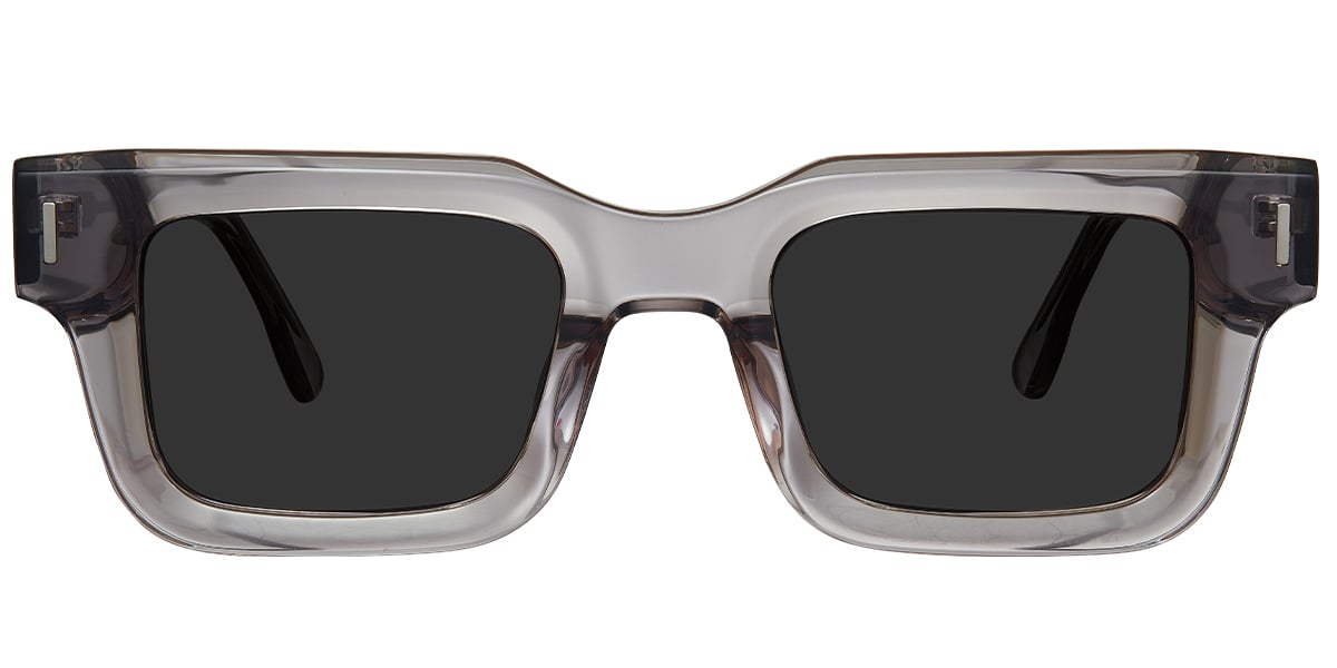 Acetate Rectangle Sunglasses translucent-grey+dark_grey_polarized