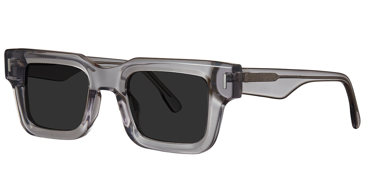 Acetate Rectangle Sunglasses translucent-grey+dark_grey_polarized