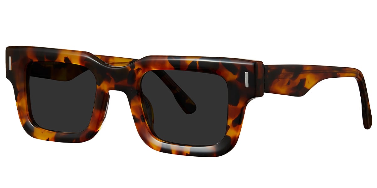 Acetate Rectangle Sunglasses tortoiseshell+dark_grey_polarized