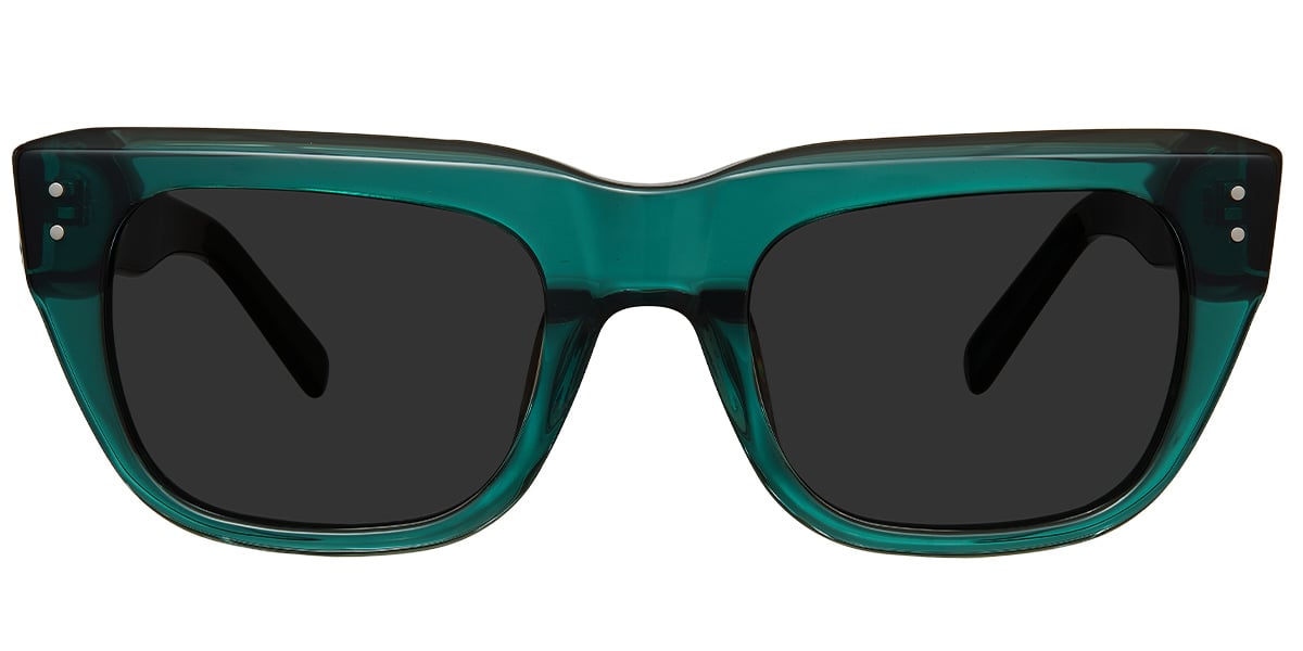 Acetate Square Sunglasses translucent-green+dark_grey_polarized