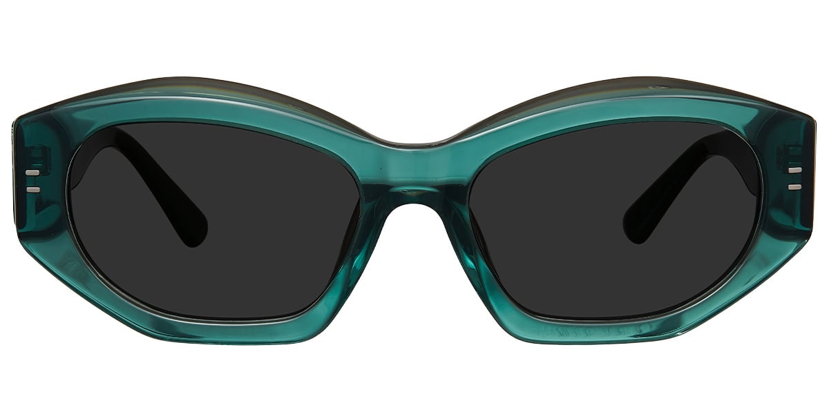 Acetate Geometric Sunglasses translucent-green+dark_grey_polarized