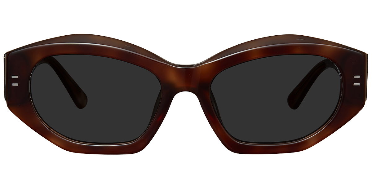 Acetate Geometric Sunglasses translucent-brown+dark_grey_polarized