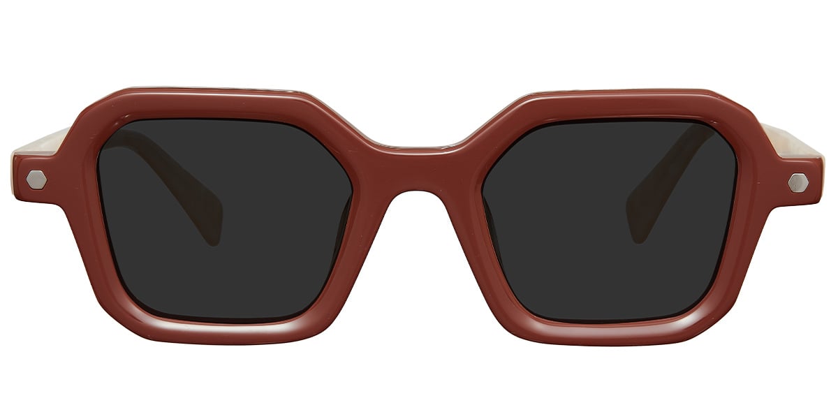 Acetate Square Sunglasses brown+dark_grey_polarized