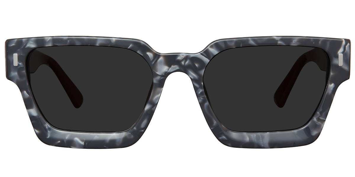 Acetate Square Sunglasses pattern-black+dark_grey_polarized