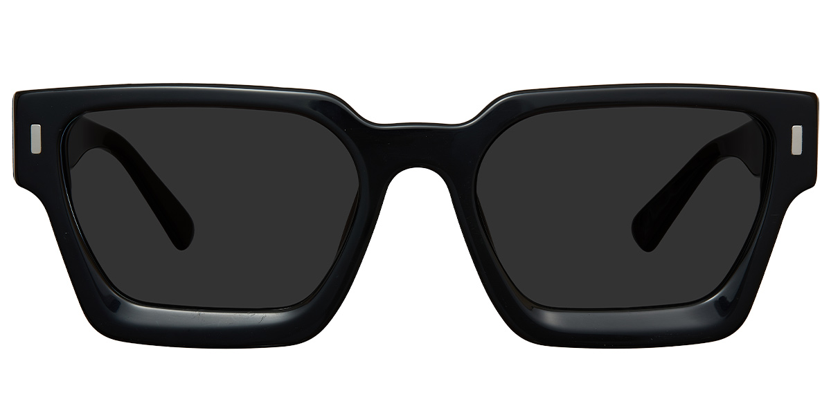 Acetate Square Sunglasses black+dark_grey_polarized