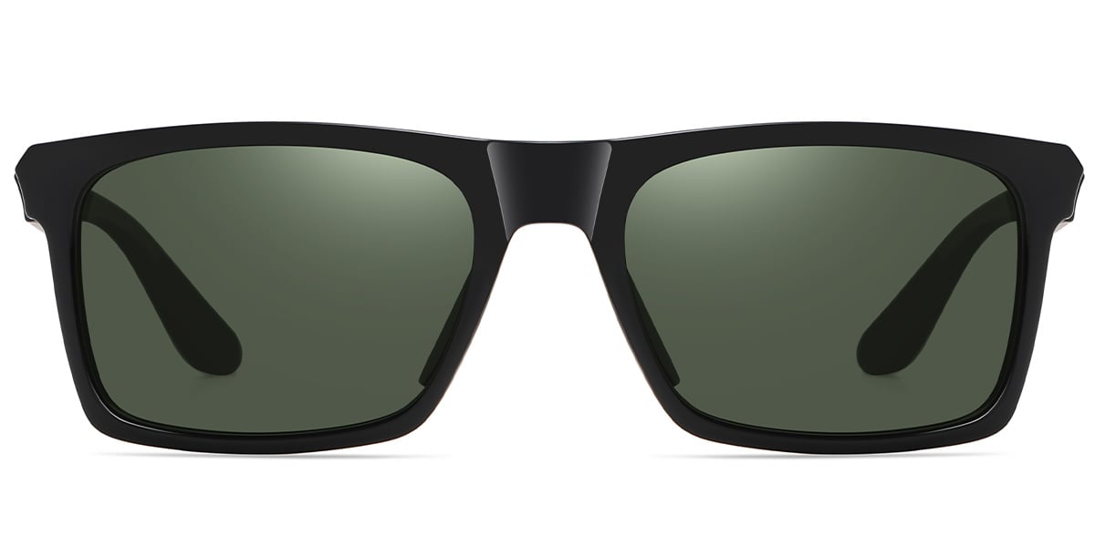 Square Sunglasses bright_black+dark_green_polarized