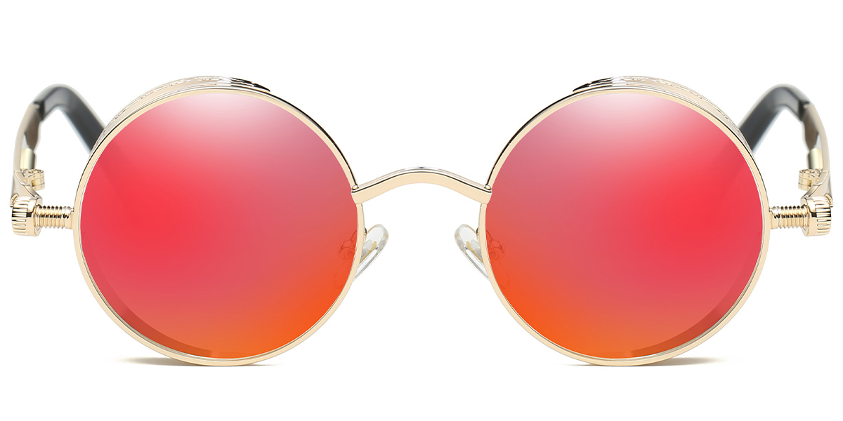 Round Sunglasses gold+mirrored_red_polarized