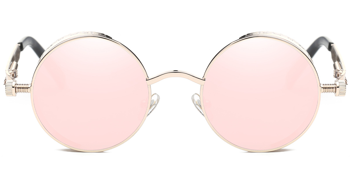 Round Sunglasses rose_gold+mirrored_pink