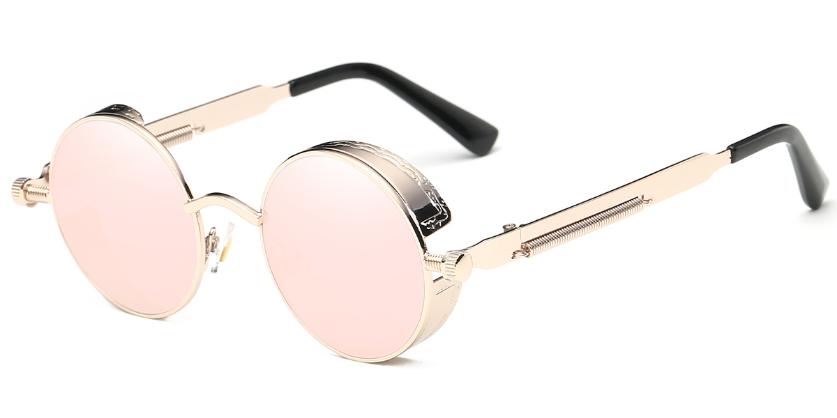 Round Sunglasses rose_gold+mirrored_pink