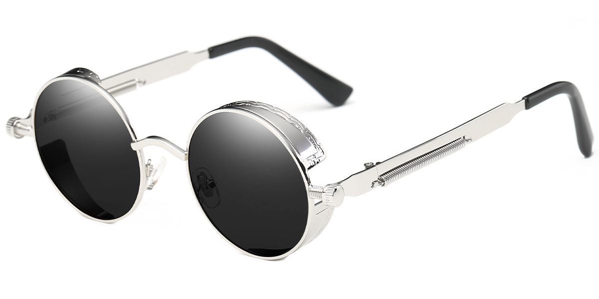 Round Sunglasses silver+dark_grey