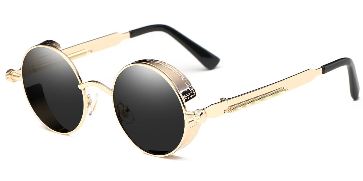 Round Sunglasses gold+dark_grey