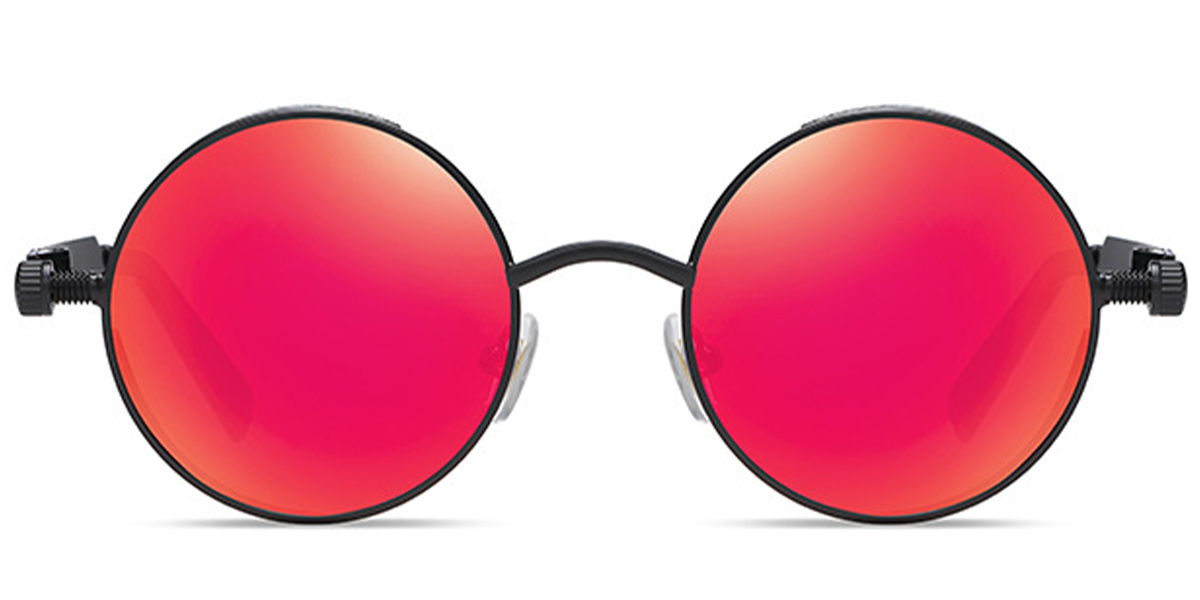 Round Sunglasses black+red