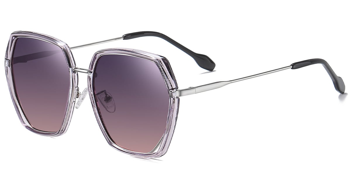 Geometric Sunglasses translucent+purple-pink_polarized