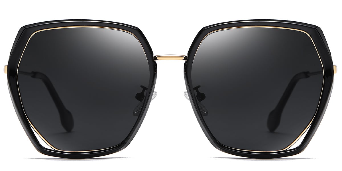 Geometric Sunglasses black-gold+dark_grey_polarized