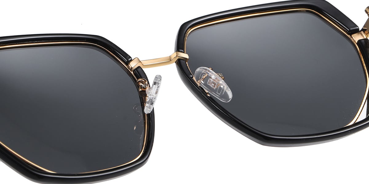 Geometric Sunglasses black-gold+dark_grey_polarized