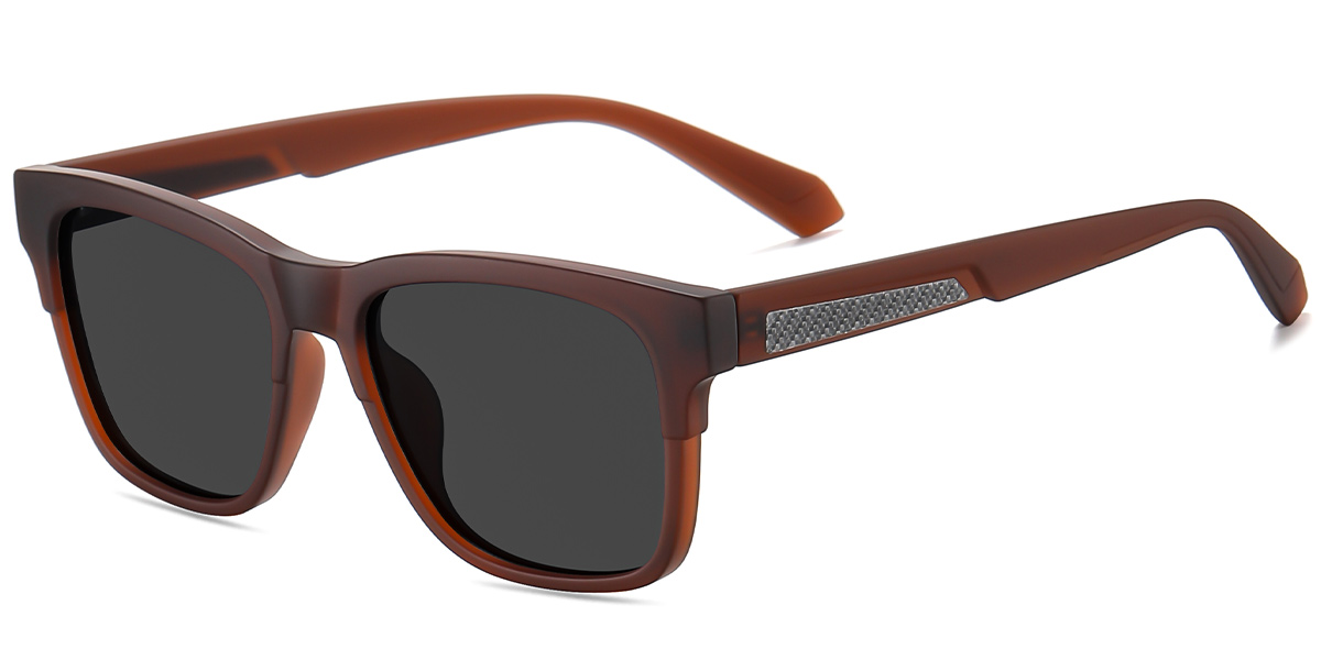 Square Sunglasses brown+dark_grey_polarized