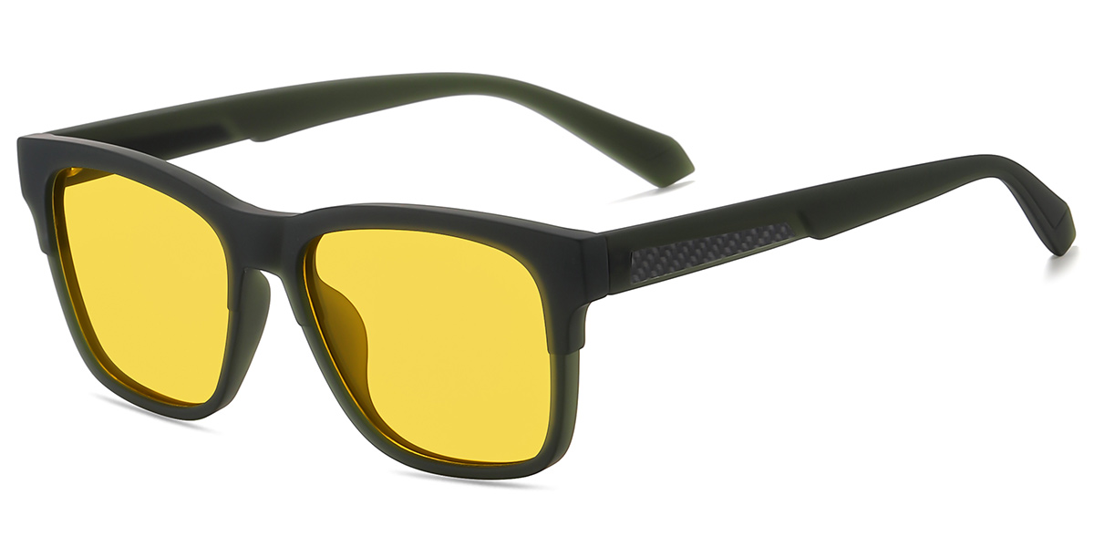 Square Sunglasses black-green+yellow_polarized