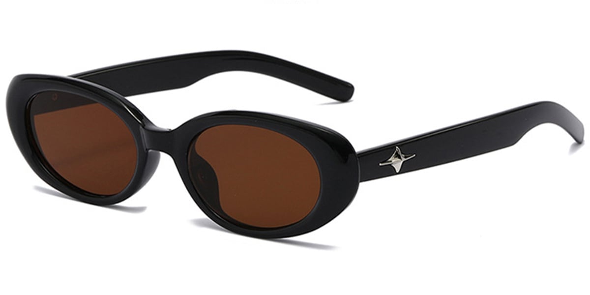Oval Sunglasses black+amber