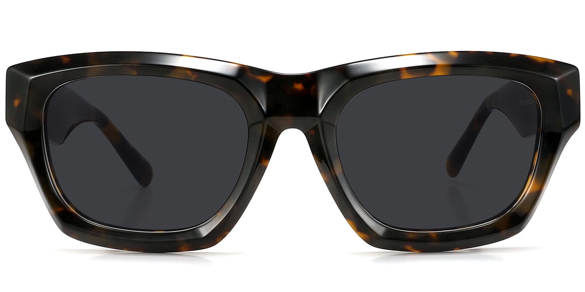 Acetate Square Sunglasses tortoiseshell+dark_grey_polarized