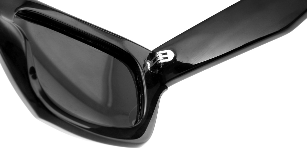 Acetate Square Sunglasses bright_black+dark_grey_polarized