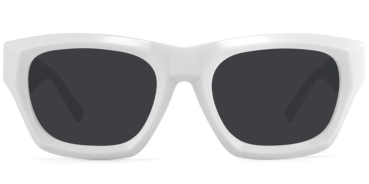 Acetate Square Sunglasses white+dark_grey_polarized