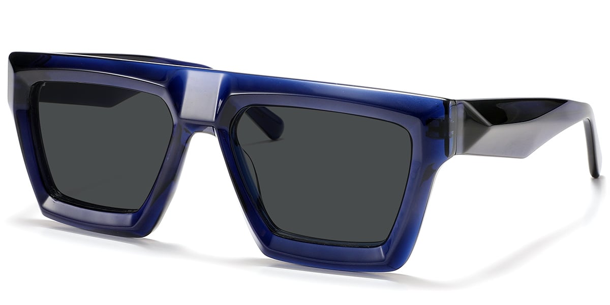 Acetate Square Sunglasses blue+dark_grey_polarized