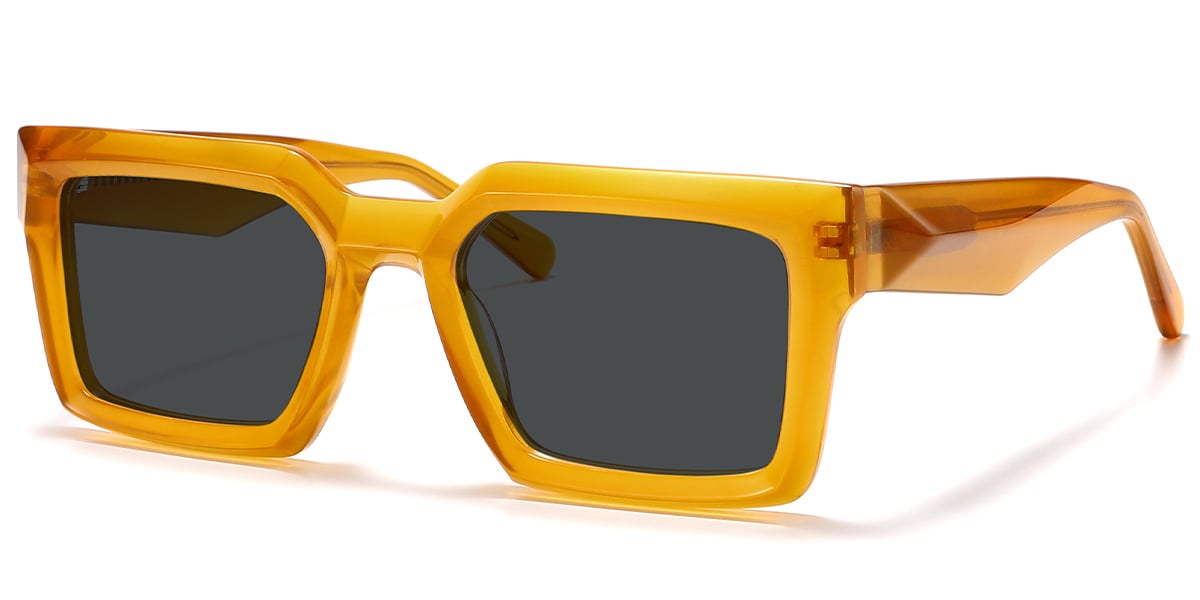 Acetate Square Sunglasses translucent-orange+dark_grey_polarized