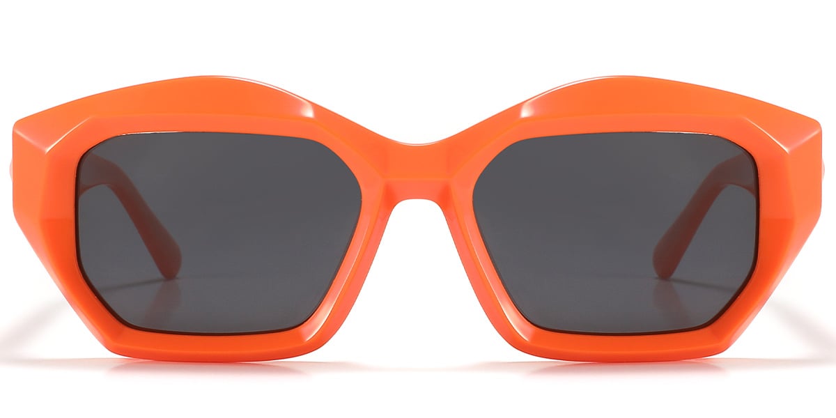 Acetate Square Geometric Sunglasses orange+dark_grey_polarized