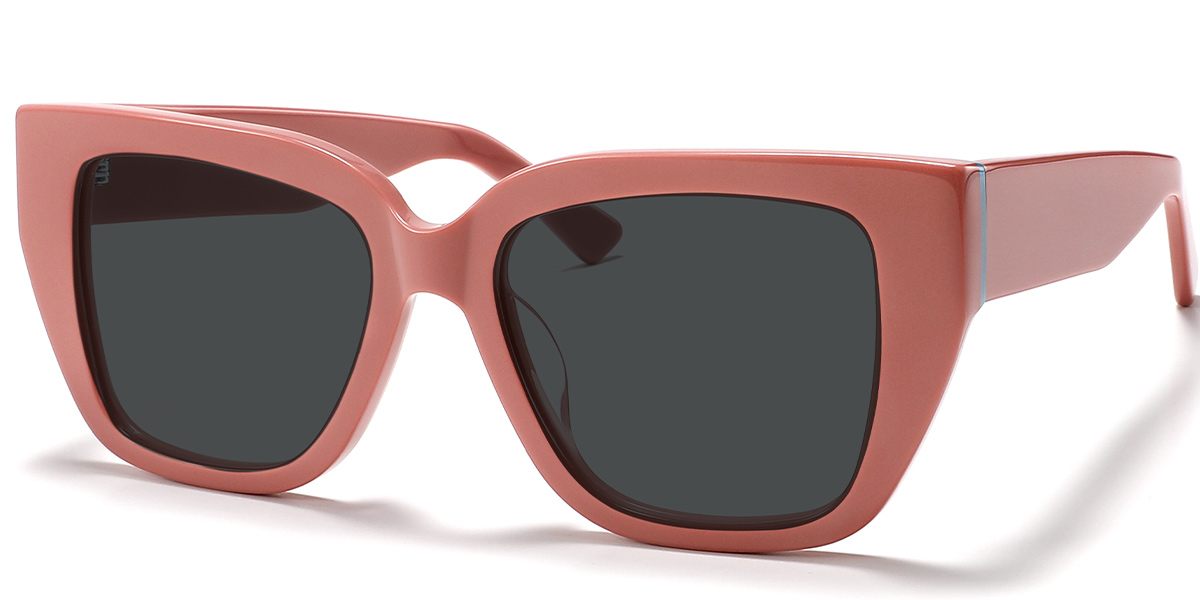Acetate Square Sunglasses red+dark_grey_polarized
