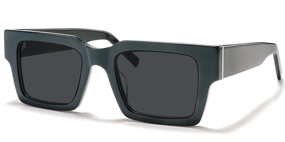 Acetate Square Sunglasses dark_green+dark_grey_polarized