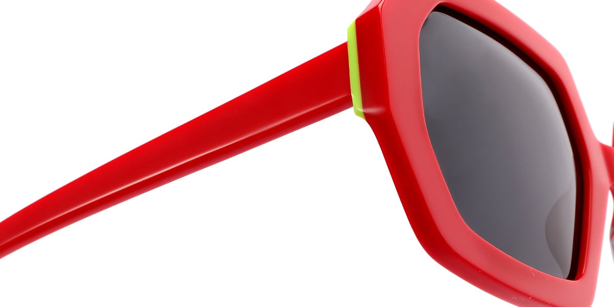 Acetate Geometric Sunglasses red+dark_grey_polarized
