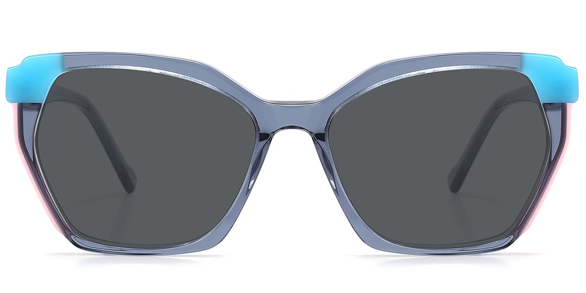 Acetate Geometric Sunglasses pattern-grey+dark_grey_polarized