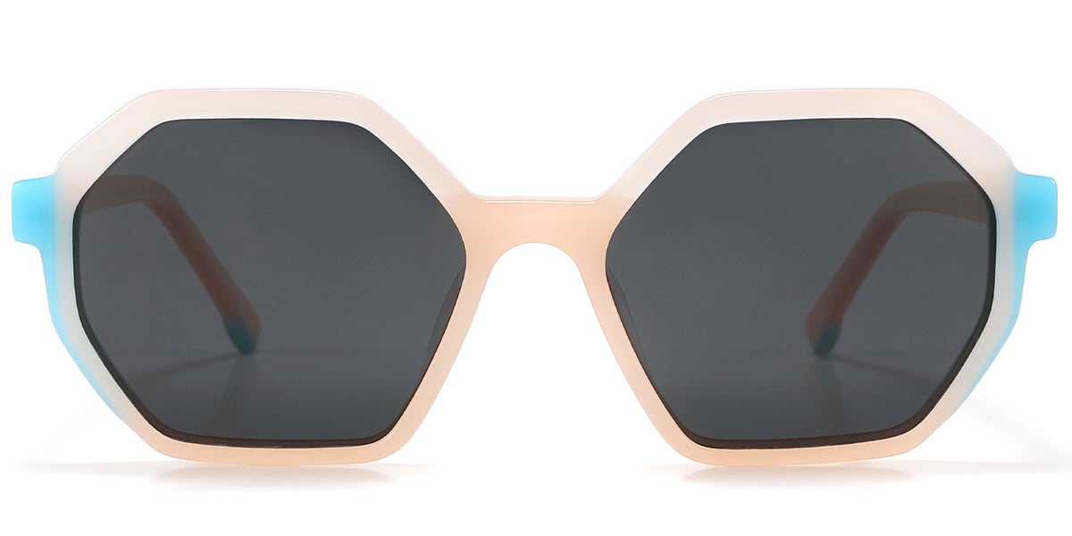 Acetate Geometric Sunglasses pink+dark_grey_polarized