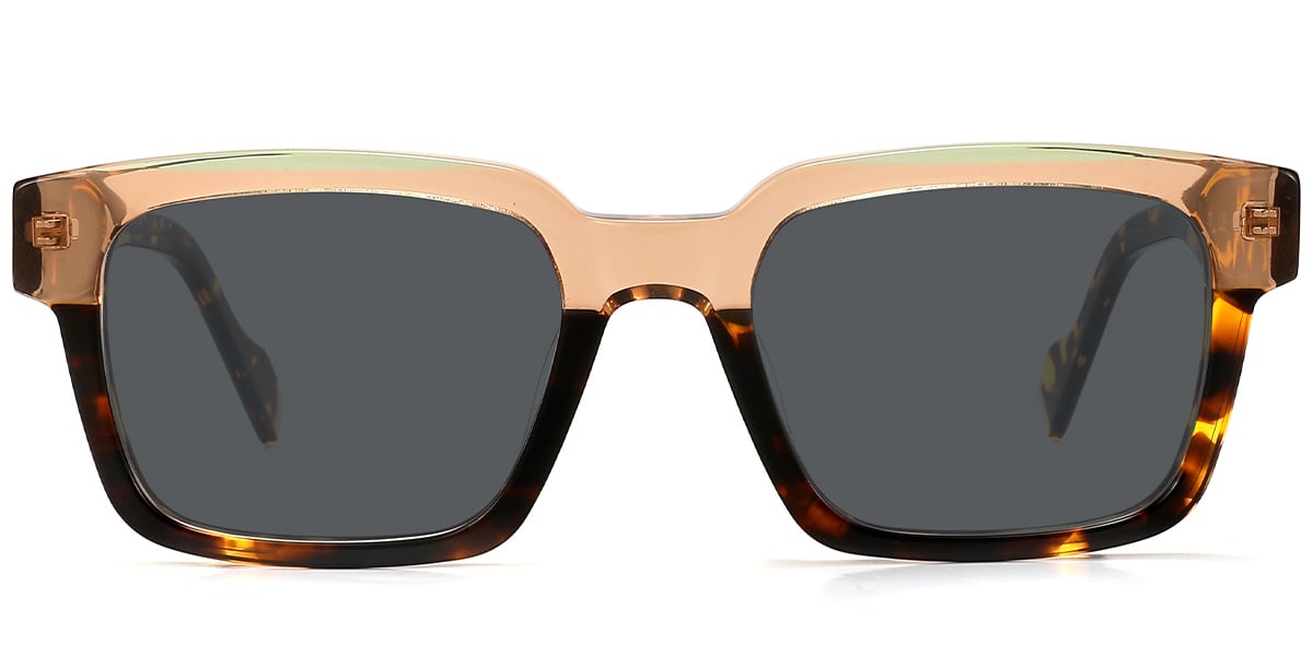Acetate Square Sunglasses pattern-tortoiseshell+dark_grey_polarized