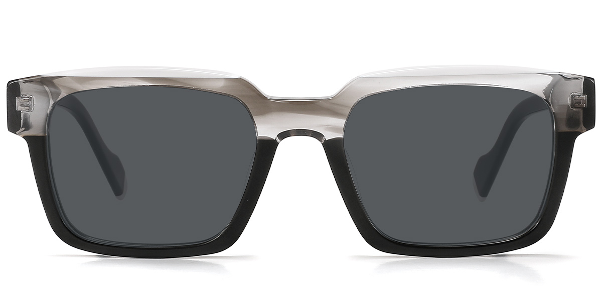Acetate Square Sunglasses pattern-brown+dark_grey_polarized