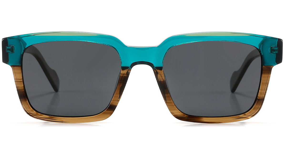 Acetate Square Sunglasses pattern-brown+dark_grey_polarized