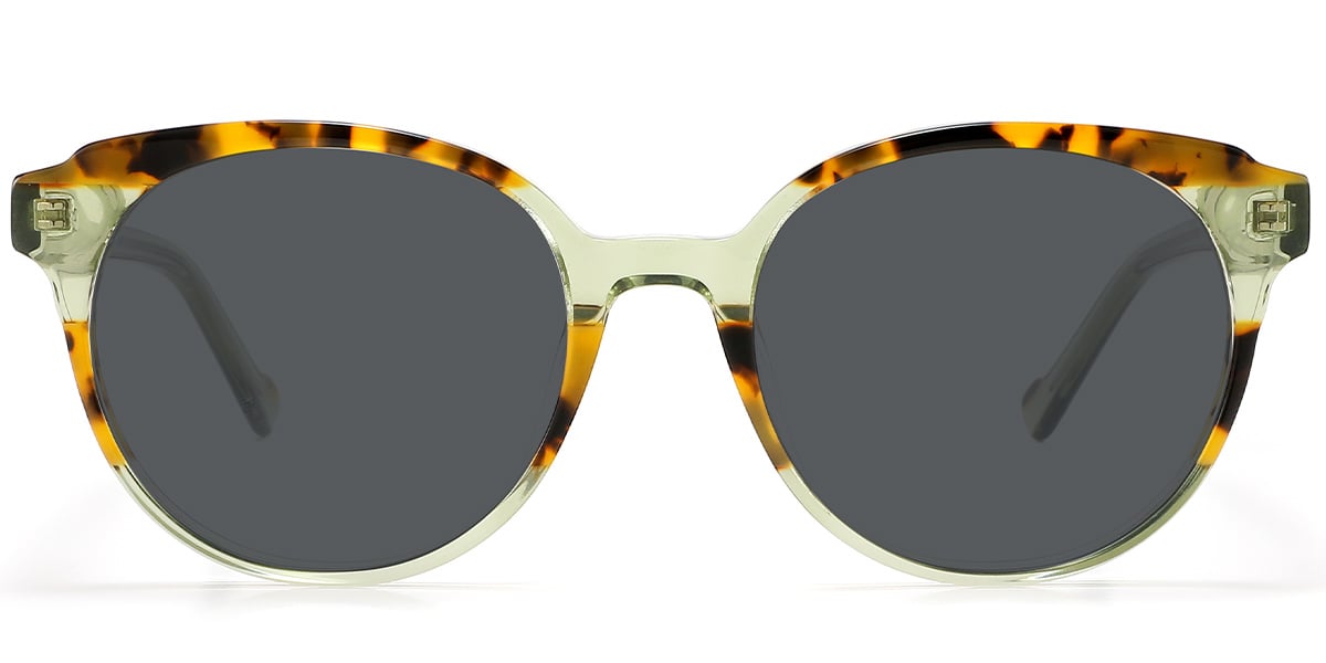 Acetate Round Sunglasses pattern-tortoiseshell+dark_grey_polarized