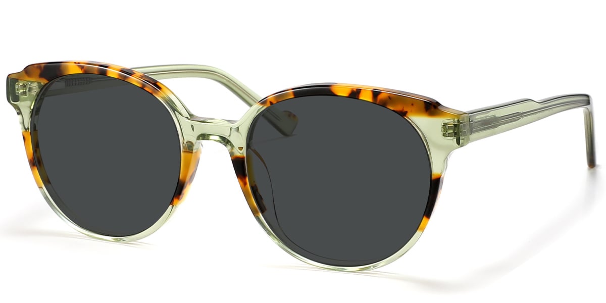 Acetate Round Sunglasses pattern-tortoiseshell+dark_grey_polarized