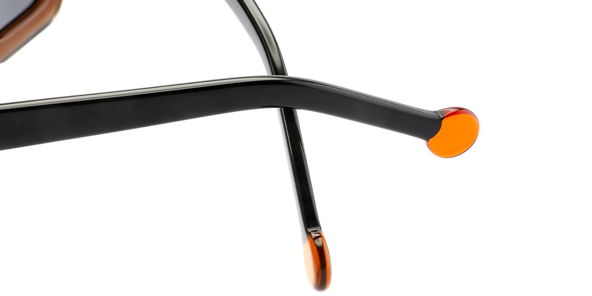 Acetate Geometric Sunglasses pattern-orange+dark_grey_polarized