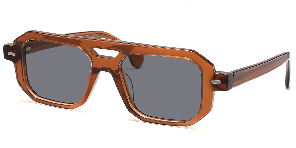 Acetate Aviator Sunglasses translucent-brown+dark_grey_polarized