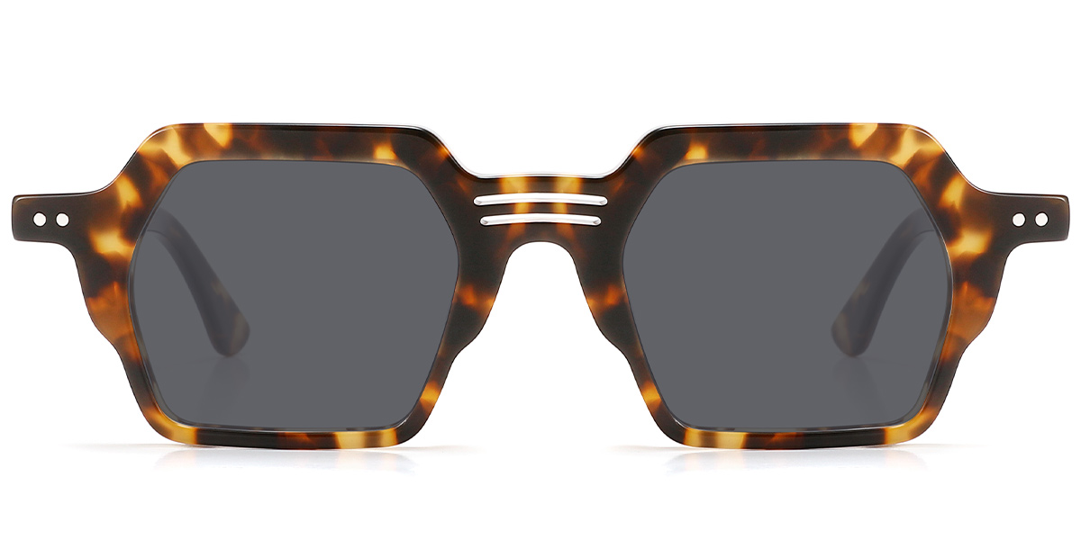 Acetate Square Sunglasses tortoiseshell+dark_grey_polarized