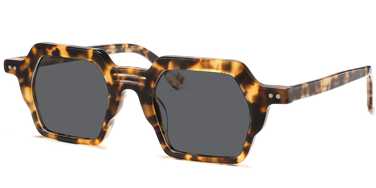 Acetate Square Sunglasses tortoiseshell+dark_grey_polarized