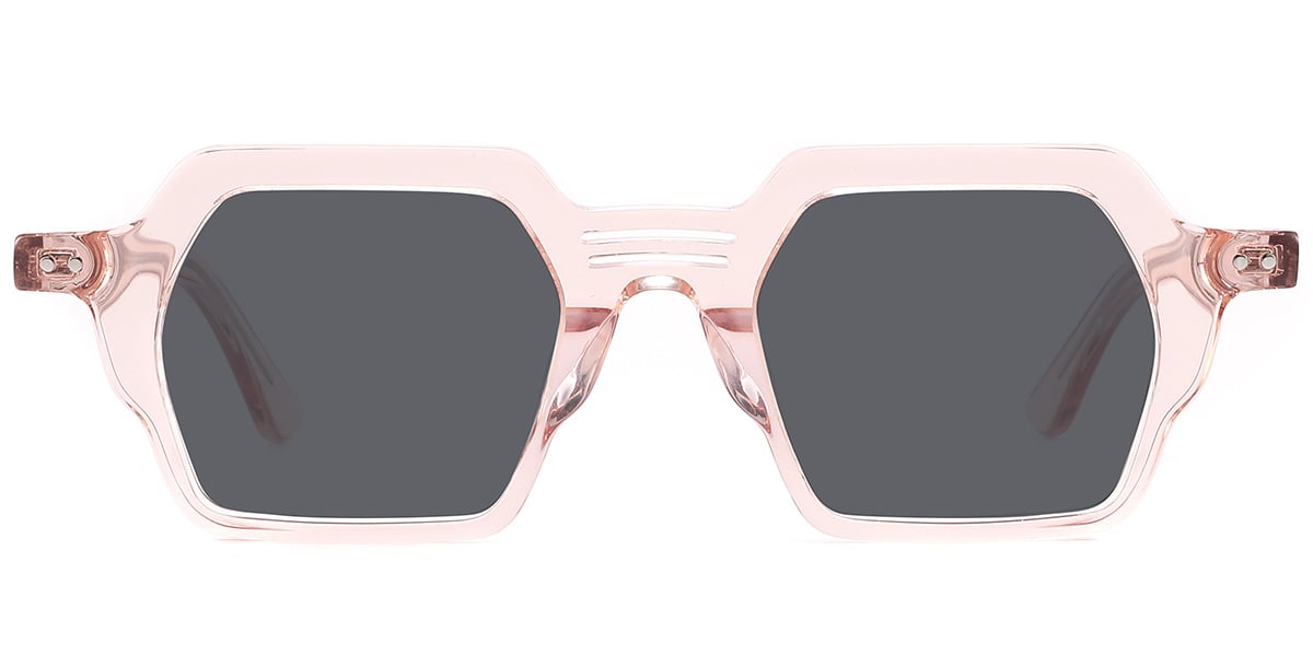 Acetate Square Sunglasses translucent-pink+dark_grey_polarized