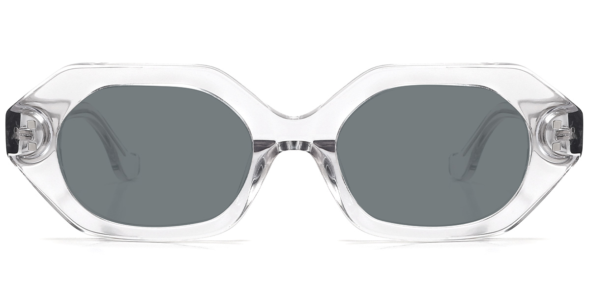 Acetate Geometric Sunglasses translucent+dark_grey_polarized