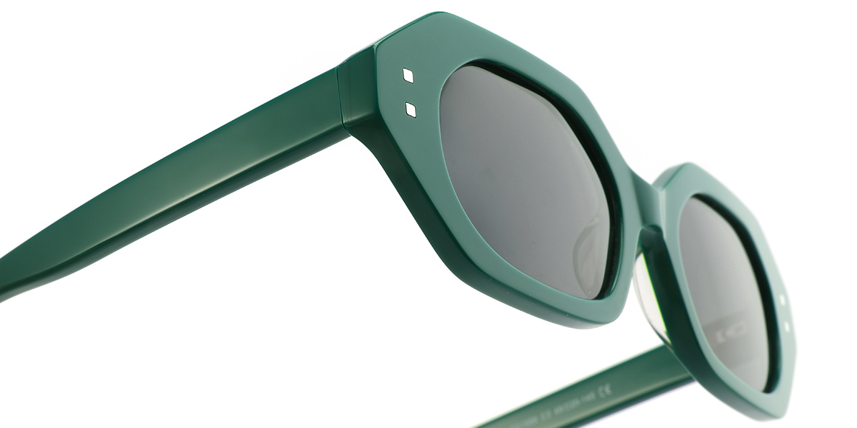 Acetate Geometric Sunglasses green+dark_grey_polarized