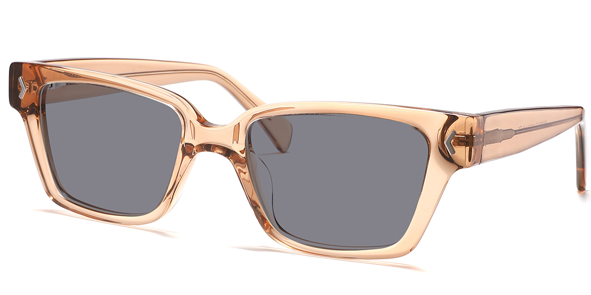 Acetate Square Sunglasses translucent-light_brown+dark_grey_polarized
