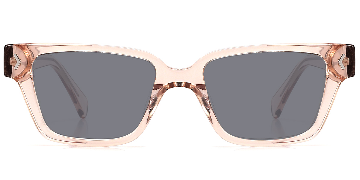 Acetate Square Sunglasses translucent-pink+dark_grey_polarized