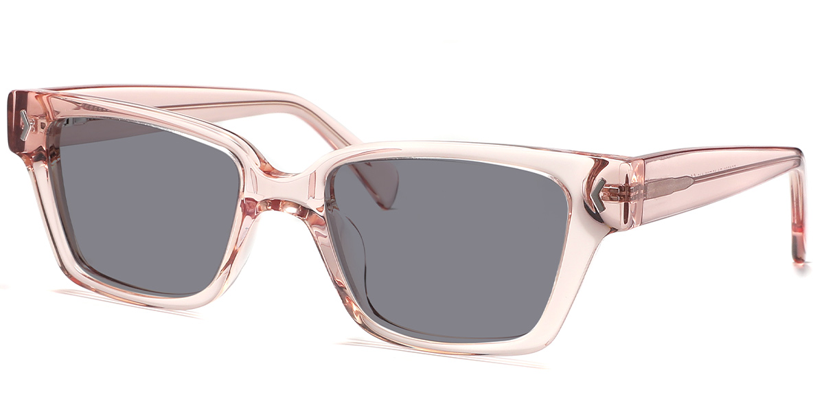 Acetate Square Sunglasses translucent-pink+dark_grey_polarized