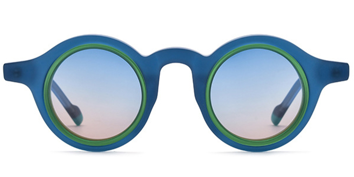 Acetate Round Sunglasses dark_blue+blue-yellow_polarized